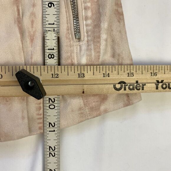 Anthropologie BlankNYC Hippie Dippe Faux Suede Jacket XS Pink Cream Moto Boho - Picture 12 of 13